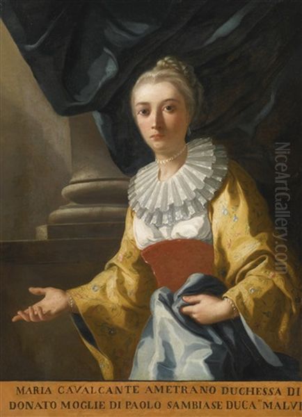 Portrait Of Maria Cavalcanti Ametrano (before 1732-1764), Duchess Of San Donato Oil Painting by Domenico Mondo