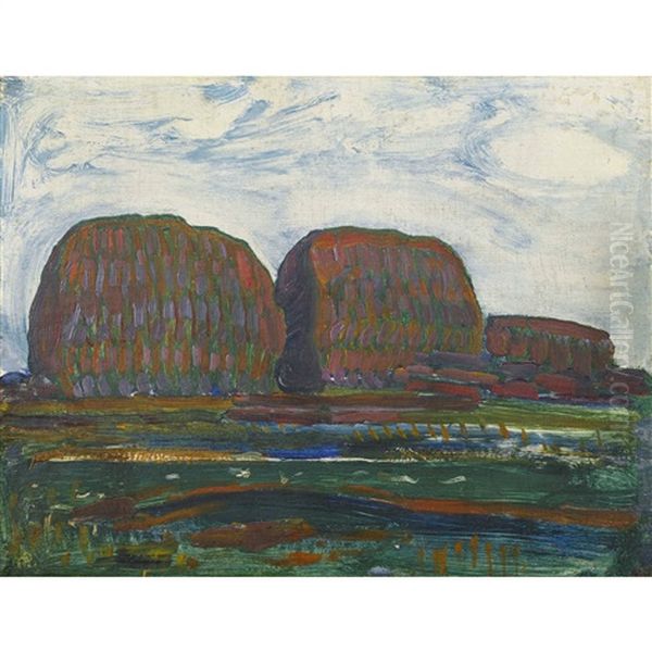 Haystacks Iii Oil Painting by Piet Mondrian