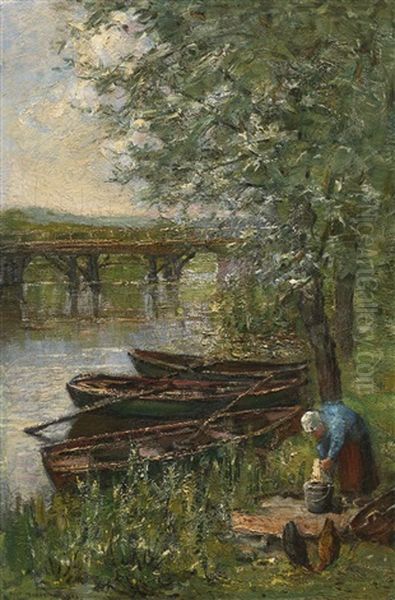 Vinkenbrug Te Dieman (vinken Bridge At Diemen) Oil Painting by Piet Mondrian