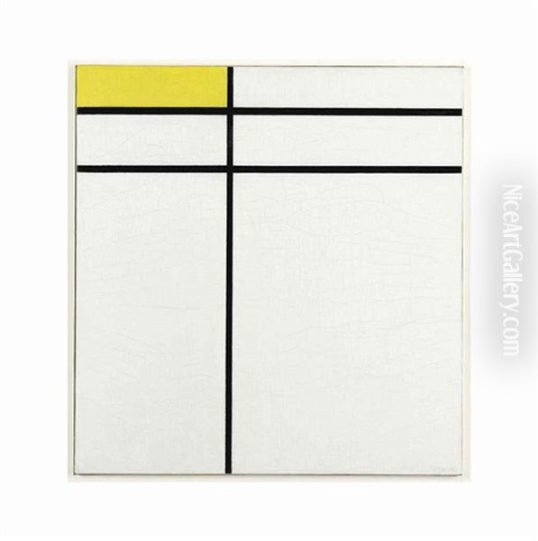 Composition A, With Double Line And Yellow Oil Painting by Piet Mondrian