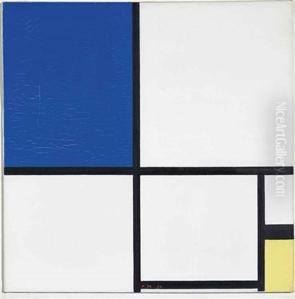 Composition No. Ii With Blue And Yellow Oil Painting by Piet Mondrian