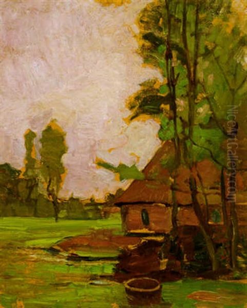 Farmhouse And Well Oil Painting by Piet Mondrian