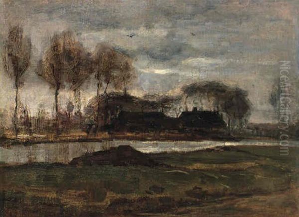 Farmhouse, Towards Evening Oil Painting by Piet Mondrian