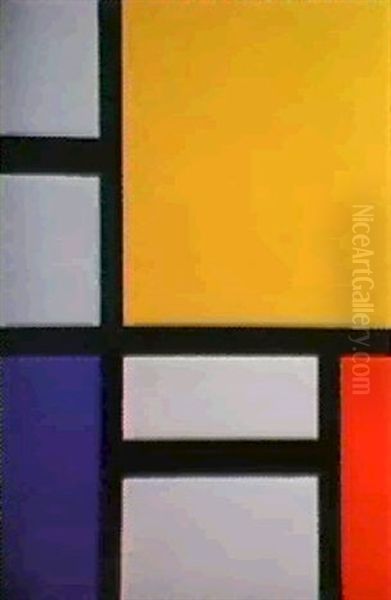 Composicion Con Amarillo,                                   Azul Y Rojo Oil Painting by Piet Mondrian