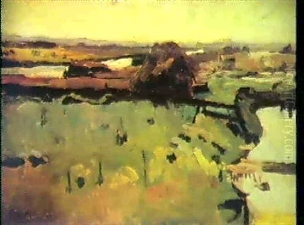 Landscape Nearby The River Gein Oil Painting by Piet Mondrian