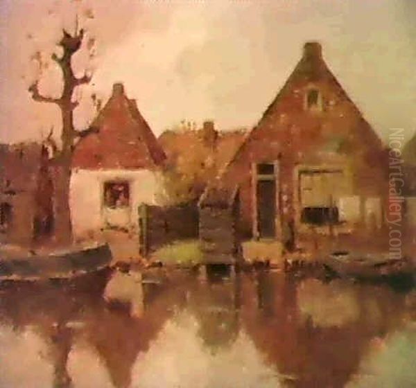 A House Along The River Gein Oil Painting by Piet Mondrian