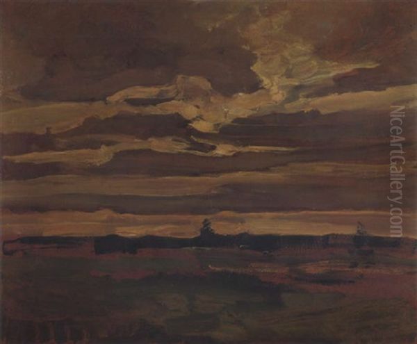 Moonlandscape Oil Painting by Piet Mondrian