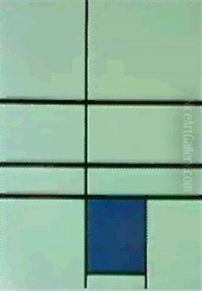 Composition In Black And Whitewith Blue Square Oil Painting by Piet Mondrian