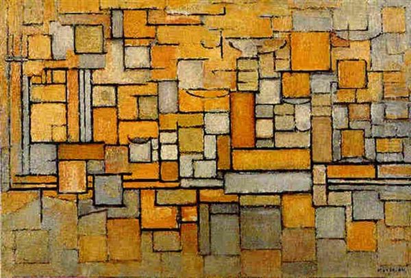 Facade In Tan And Grey Oil Painting by Piet Mondrian