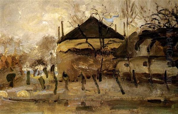 Farm At The River Gein Oil Painting by Piet Mondrian