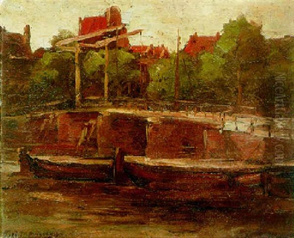 A View On A Canal, Amsterdam Oil Painting by Piet Mondrian