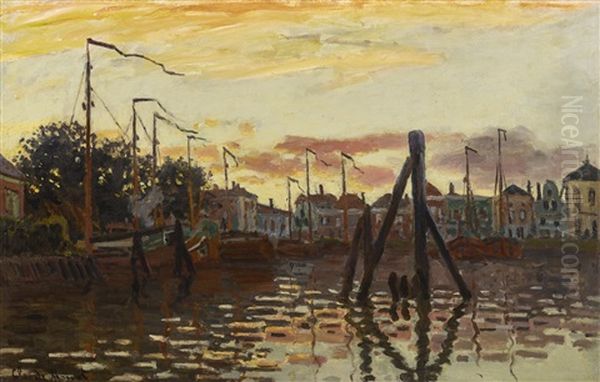 Le Port De Zaandam Oil Painting by Claude Monet