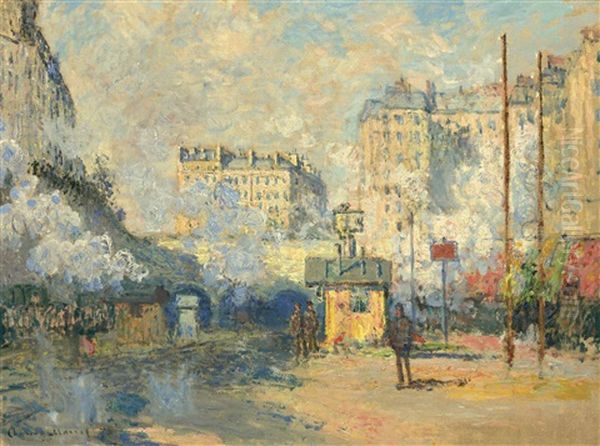 Exterieur De La Gare Saint-lazare, Effet De Soleil Oil Painting by Claude Monet