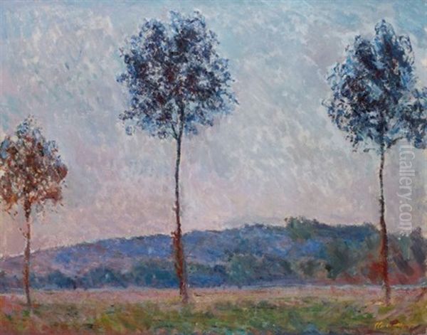 Trois Arbres A Giverny (peupliers) Oil Painting by Claude Monet