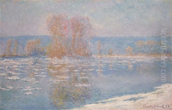 Les Glacons, Bennecourt Oil Painting by Claude Monet