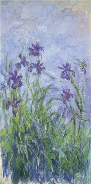 Iris Mauves Oil Painting by Claude Monet