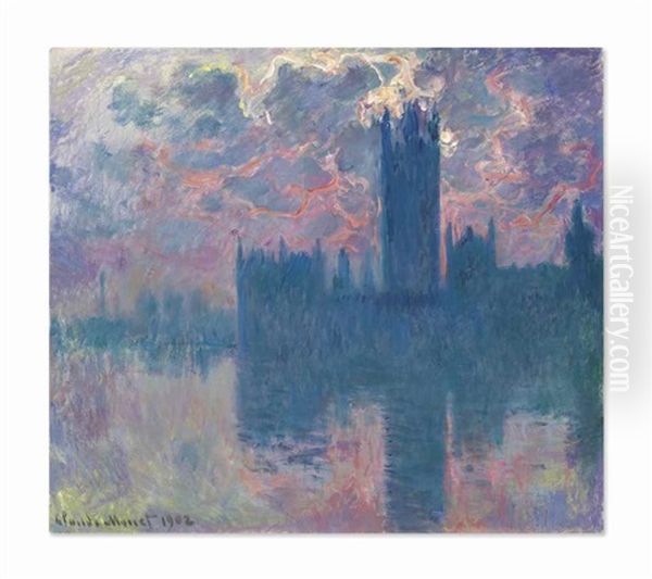 Le Parlement, Soleil Couchant (the Houses Of Parliament, At Sunset) Oil Painting by Claude Monet