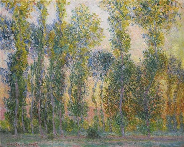 Les Peupliers A Giverny Oil Painting by Claude Monet