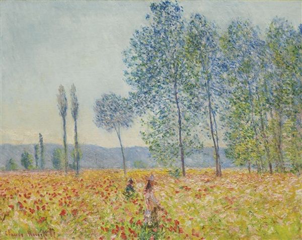 Sous Les Peupliers Oil Painting by Claude Monet