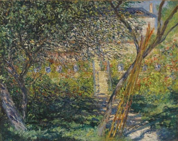 Le Jardin De Vetheuil Oil Painting by Claude Monet