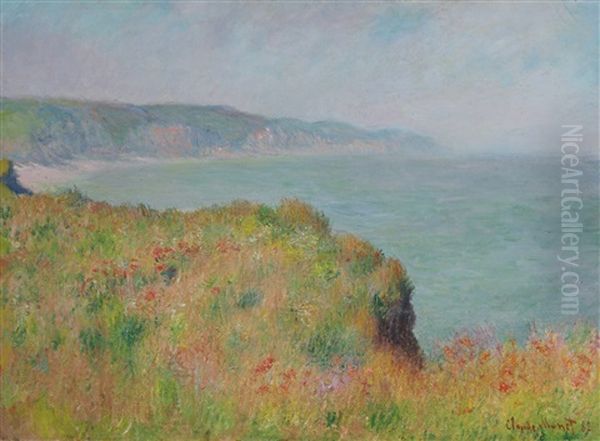 Sur La Falaise A Pourville Oil Painting by Claude Monet