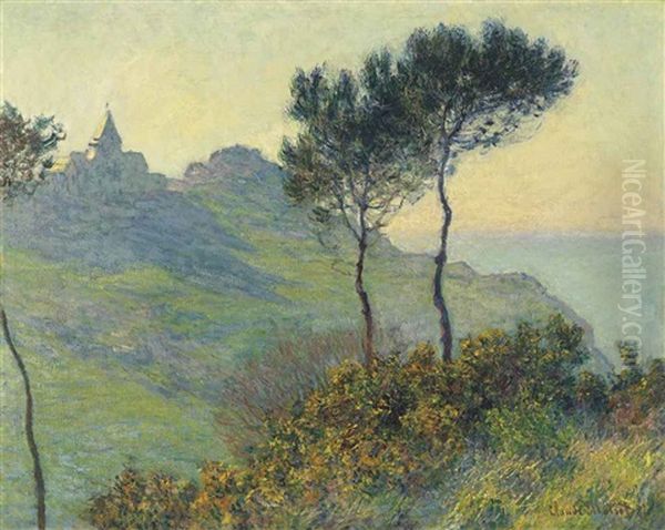 L'eglise De Varengeville, Soleil Couchant Oil Painting by Claude Monet