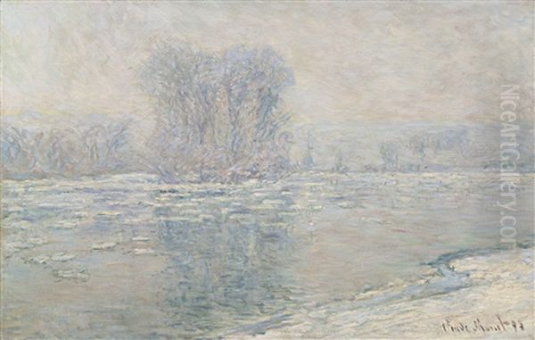 Glacons, Effet Blanc Oil Painting by Claude Monet