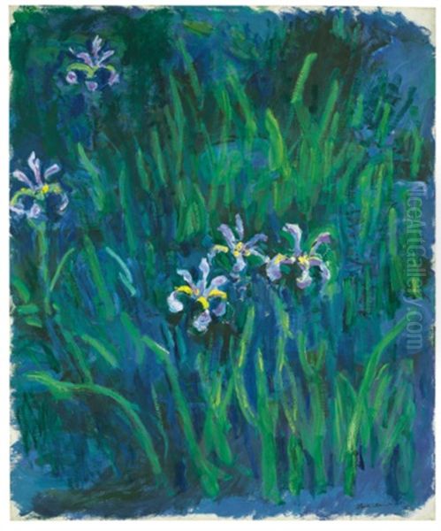 Iris Oil Painting by Claude Monet