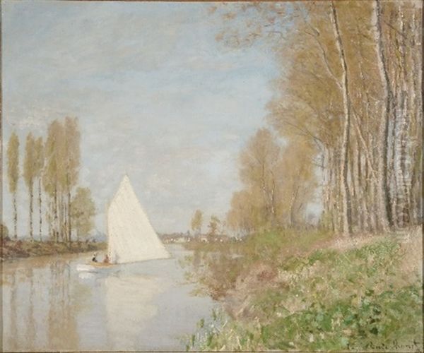 Voilier Sur Le Petit Bras De La Seine, Argenteuil, 1872 Oil Painting by Claude Monet