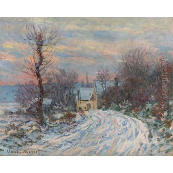 L'entree De Giverny En Hiver Oil Painting by Claude Monet