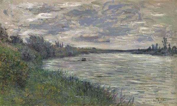 La Seine Pres De Vetheuil, Temps Orageux Oil Painting by Claude Monet