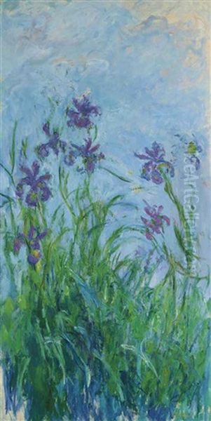 Iris Mauves Oil Painting by Claude Monet