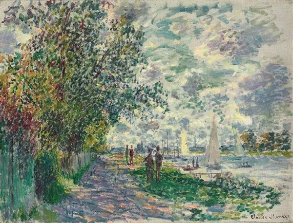 La Berge Du Petit-gennevilliers Oil Painting by Claude Monet