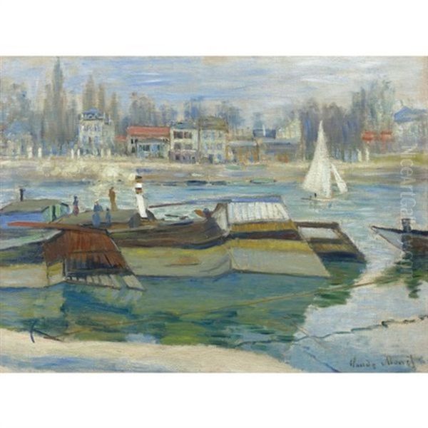 Peniches A Asnieres Oil Painting by Claude Monet