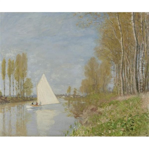 Voilier Sur Le Petit Bras De La Seine, Argenteuil Oil Painting by Claude Monet