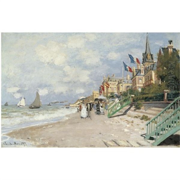 La Plage A Trouville Oil Painting by Claude Monet