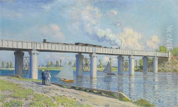 Le Pont Du Chemin De Fer A Argenteuil Oil Painting by Claude Monet