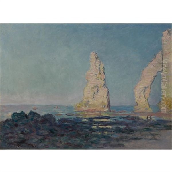 Aiguille D'etretat, Maree Basse Oil Painting by Claude Monet