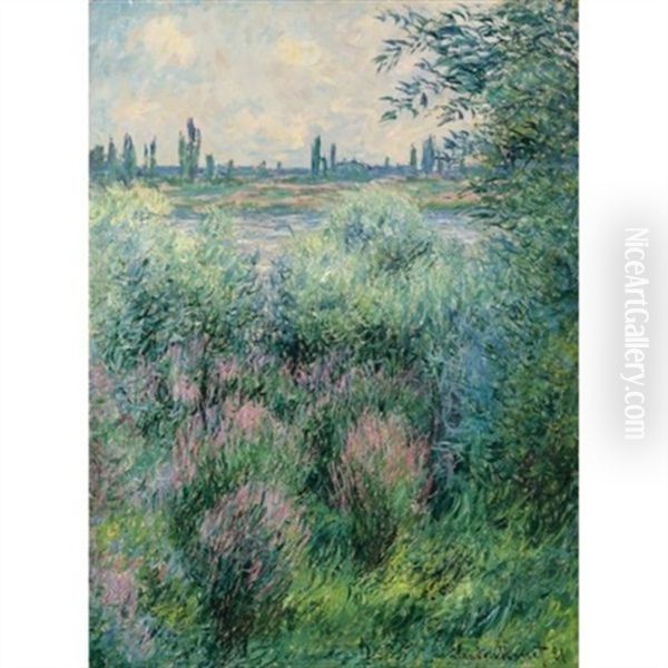 Bords De La Seine, Un Coin De Berge Oil Painting by Claude Monet