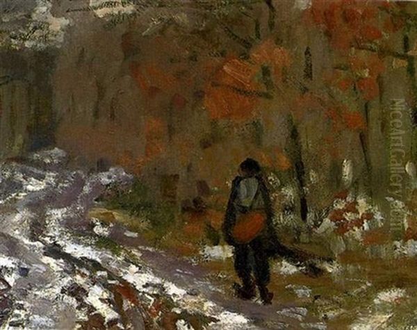 Chemin Boise, Effet De Neige Oil Painting by Claude Monet