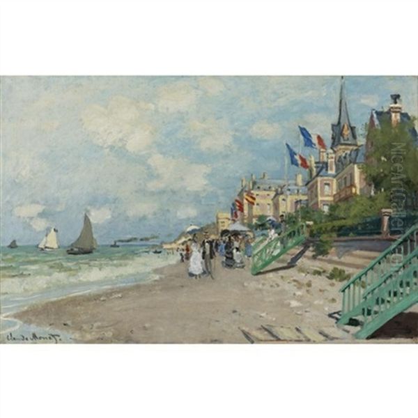 La Plage A Trouville Oil Painting by Claude Monet