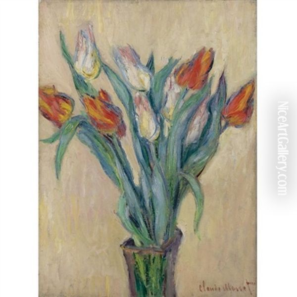 Vase De Tulipes Oil Painting by Claude Monet