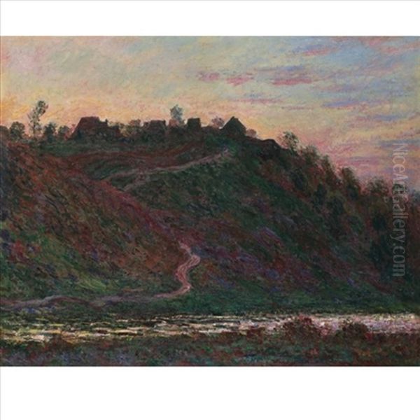 Le Village De La Roche-blond Au Soleil Couchant by Claude Monet