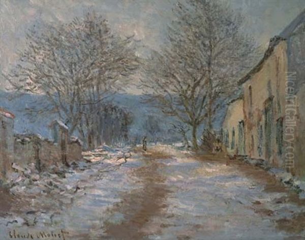 Effet De Neige A Limetz Oil Painting by Claude Monet