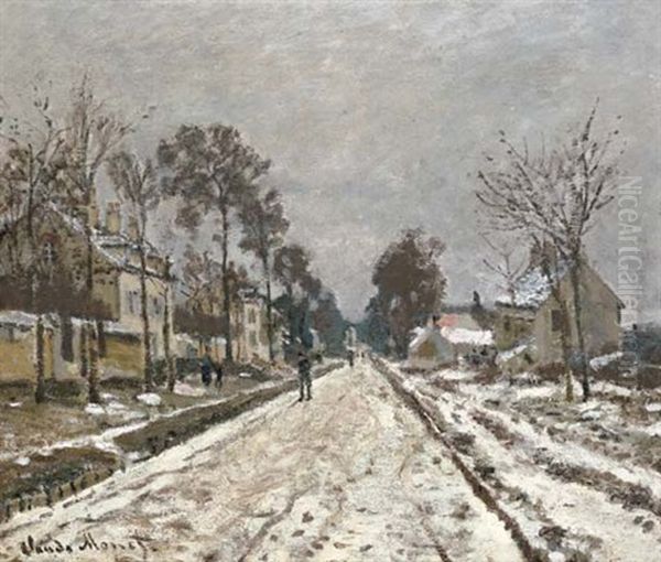 Route A Louveciennes, Effet De Neige Oil Painting by Claude Monet