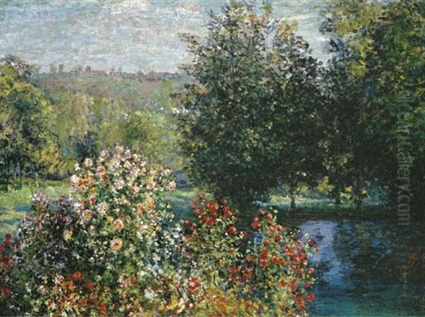 Les Rosiers Dans Le Jardin De Montgeron Oil Painting by Claude Monet