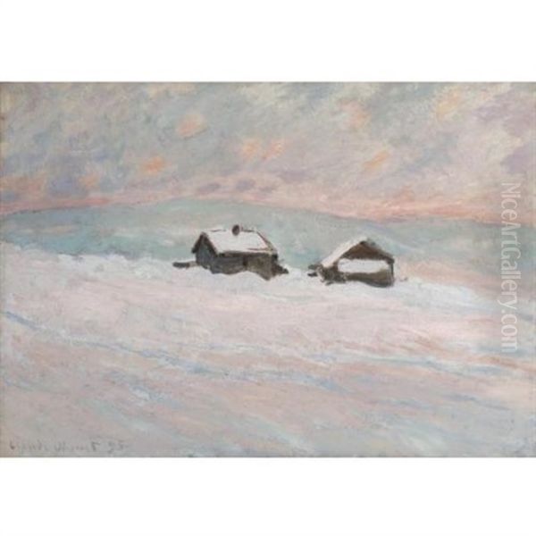 Les Maisons Dans La Neige, Norvege Oil Painting by Claude Monet