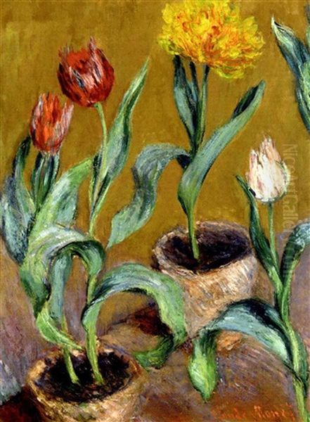 Pots De Tulipes Oil Painting by Claude Monet