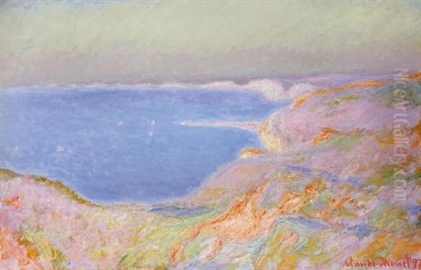 Sur La Falaise Pres De Dieppe, Soleil Couchant Oil Painting by Claude Monet