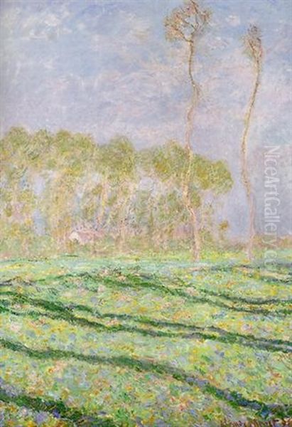 Paysage De Printemps A Giverny Oil Painting by Claude Monet